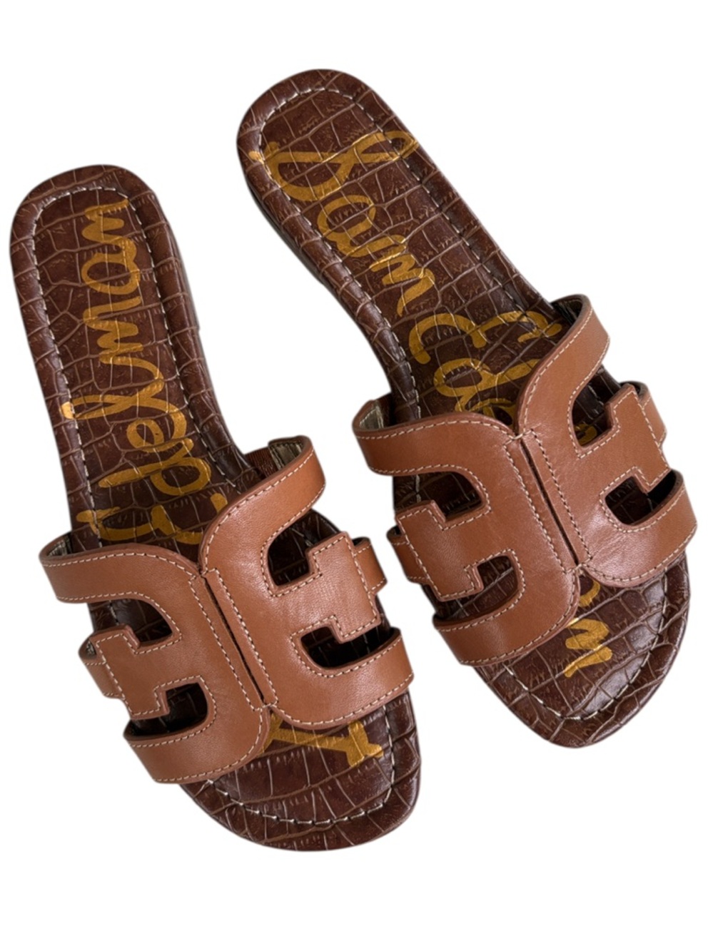 New In Box Sam Edelman Leather Bay Sandals Brown Size 6.5 Retail $100.00